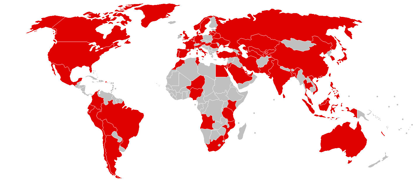 Countries initially affected in WannaCry ransomware attack