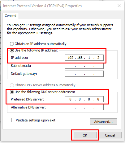 how to fix an IP address